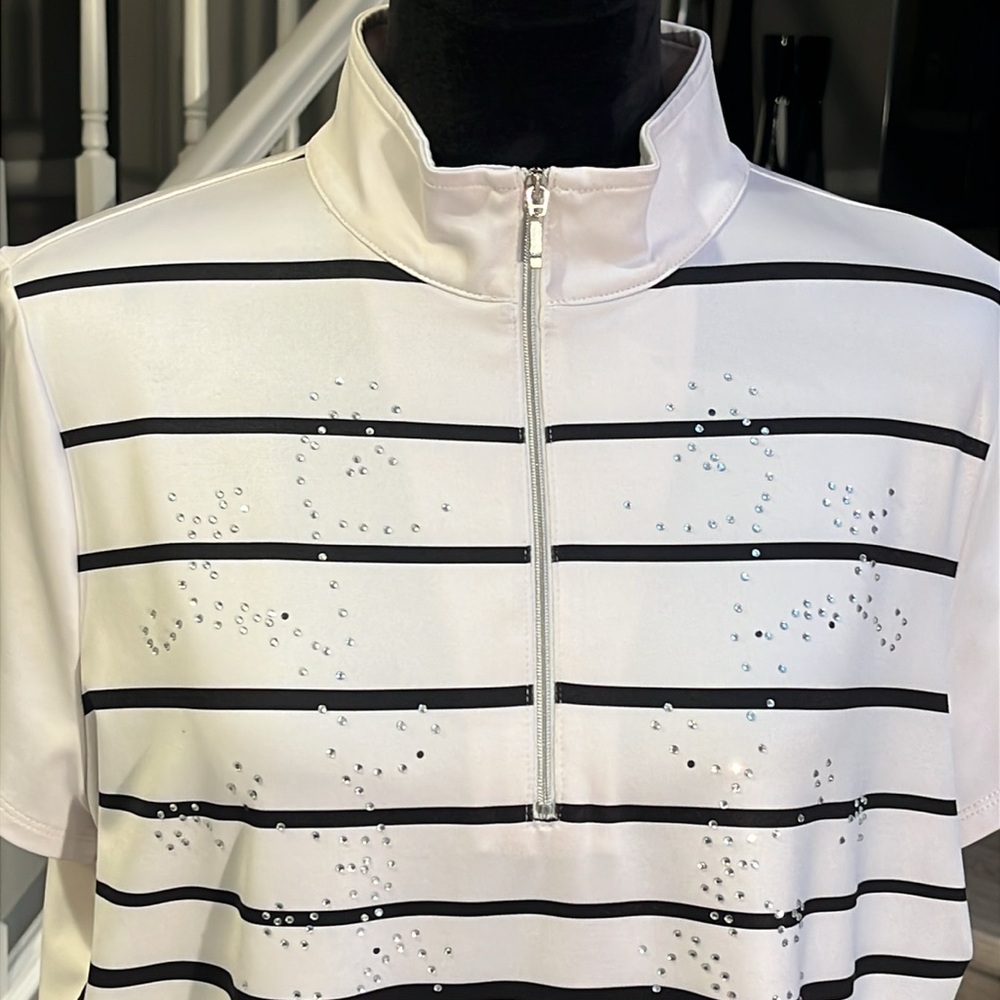 Zenergy White, Black & Silver Rhinestone Golf Shirt - Picture 2 of 7